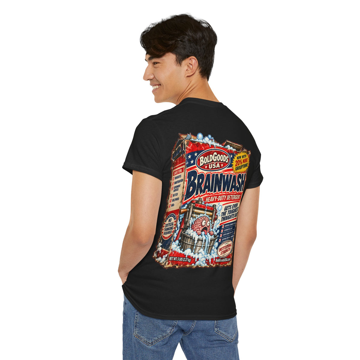 BG Brainwash – Political Satire T-Shirt | Back Print + Chest Logo