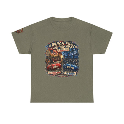 Red or Blue Pill –  Graphic T-Shirt | Front Print + Sleeve Logo