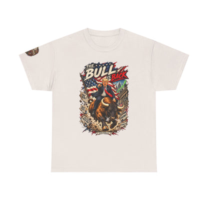 The Bull Is Back – Patriotic Graphic T-Shirt | Front Print + Sleeve Logo