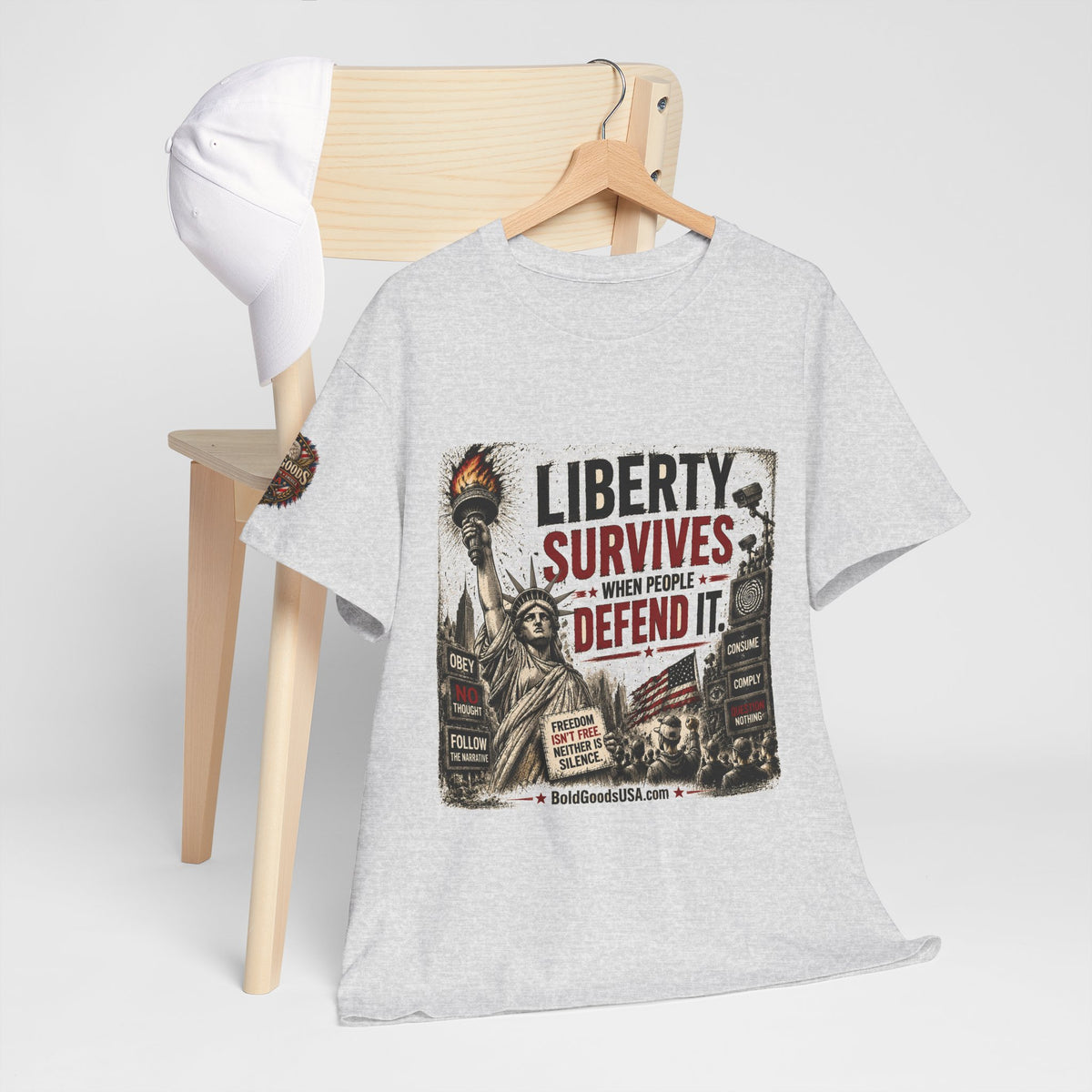 Freedom Isn't Free - Front Print + Sleeve Logo T-Shirt