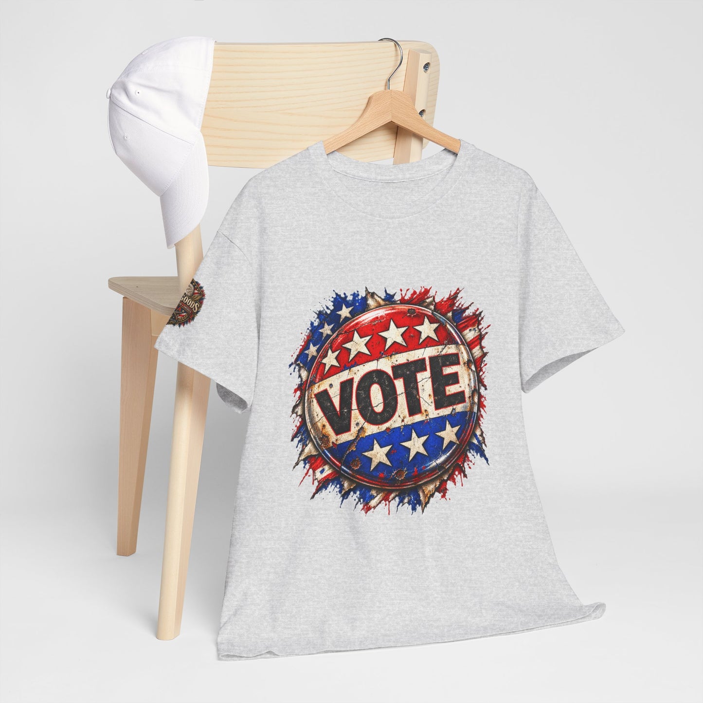 Vote Retro - Patriotic Graphic T-Shirt | Front Print + Sleeve Logo