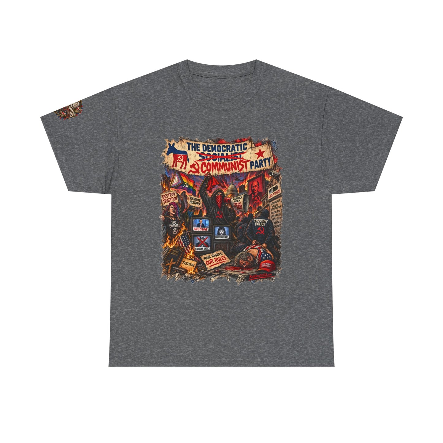 Communist Party - Front Print + Sleeve Logo T-Shirt