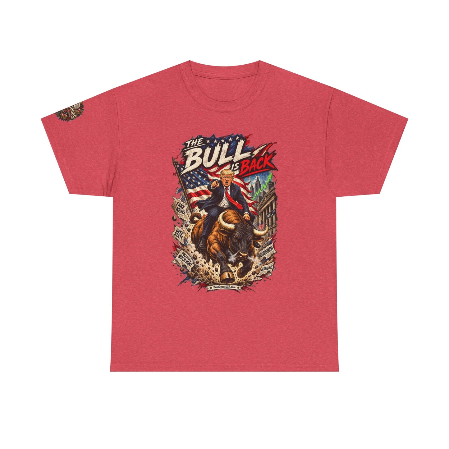 The Bull Is Back – Patriotic Graphic T-Shirt | Front Print + Sleeve Logo