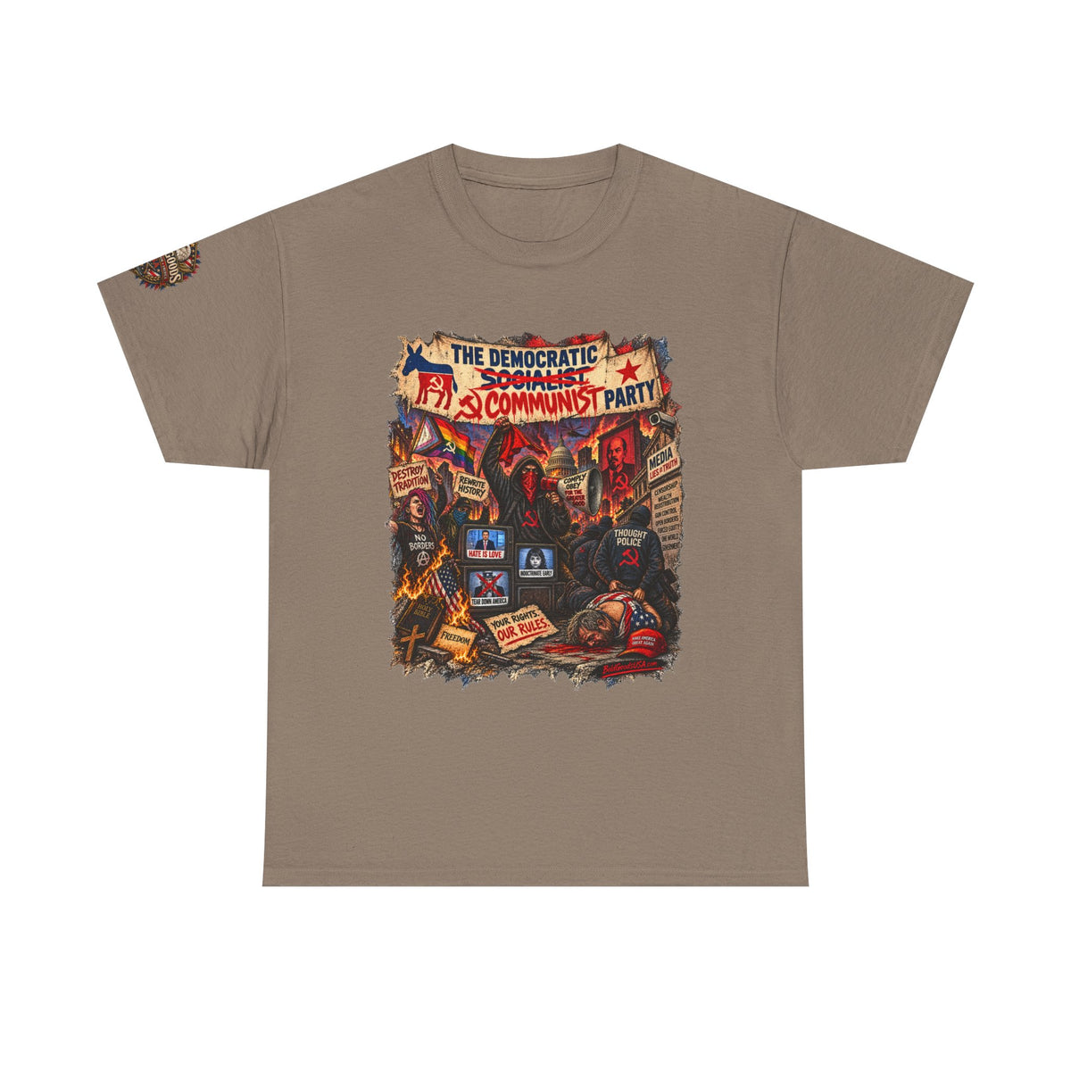 Communist Party - Front Print + Sleeve Logo T-Shirt