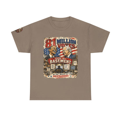 81 Million Votes - Political Satire Graphic T-Shirt | Front Print + Sleeve Logo