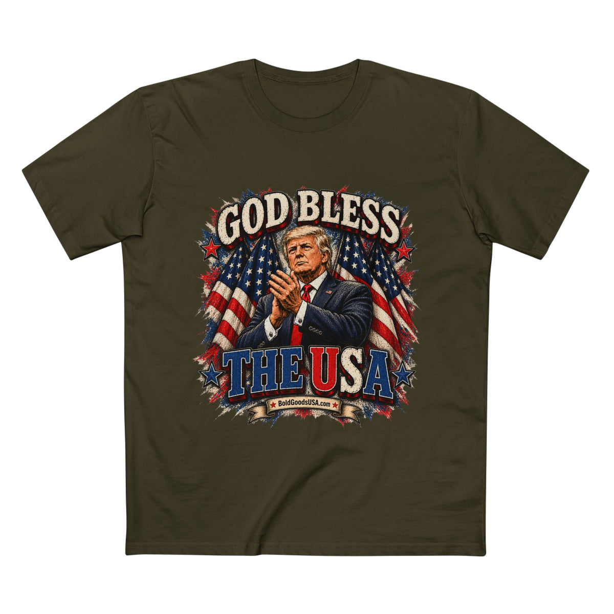 God Bless The USA – Patriotic Graphic T-Shirt | Front Print