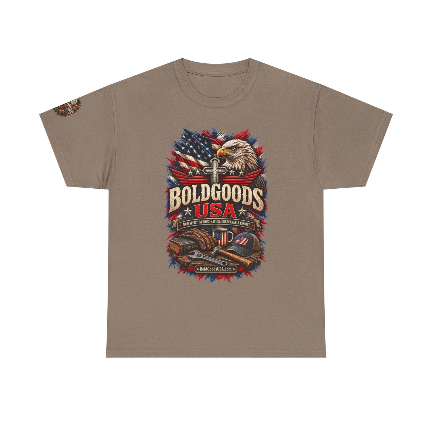 Boldgoods USA Eagle – Patriotic Graphic T-Shirt | Front Print + Sleeve Logo