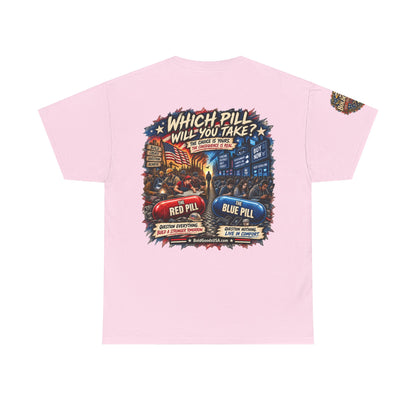 Blue or Red Pill - Graphic T-Shirt | Back Print + Sleeve Logo