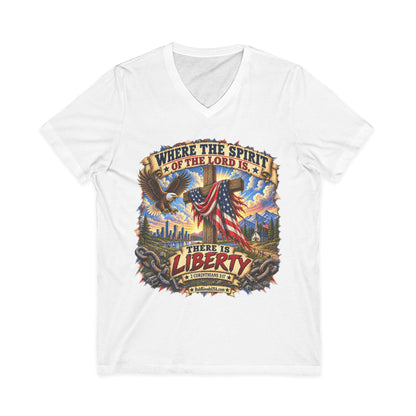 Where the Spirit of the Lord Is, There Is Liberty – Christian Patriotic V-neck  T-Shirt