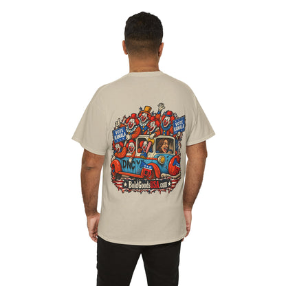 Vote Kamala – Political Satire Graphic T-Shirt | Back Print + Chest Logo