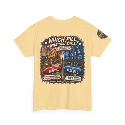Blue or Red Pill - Graphic T-Shirt | Back Print + Sleeve Logo