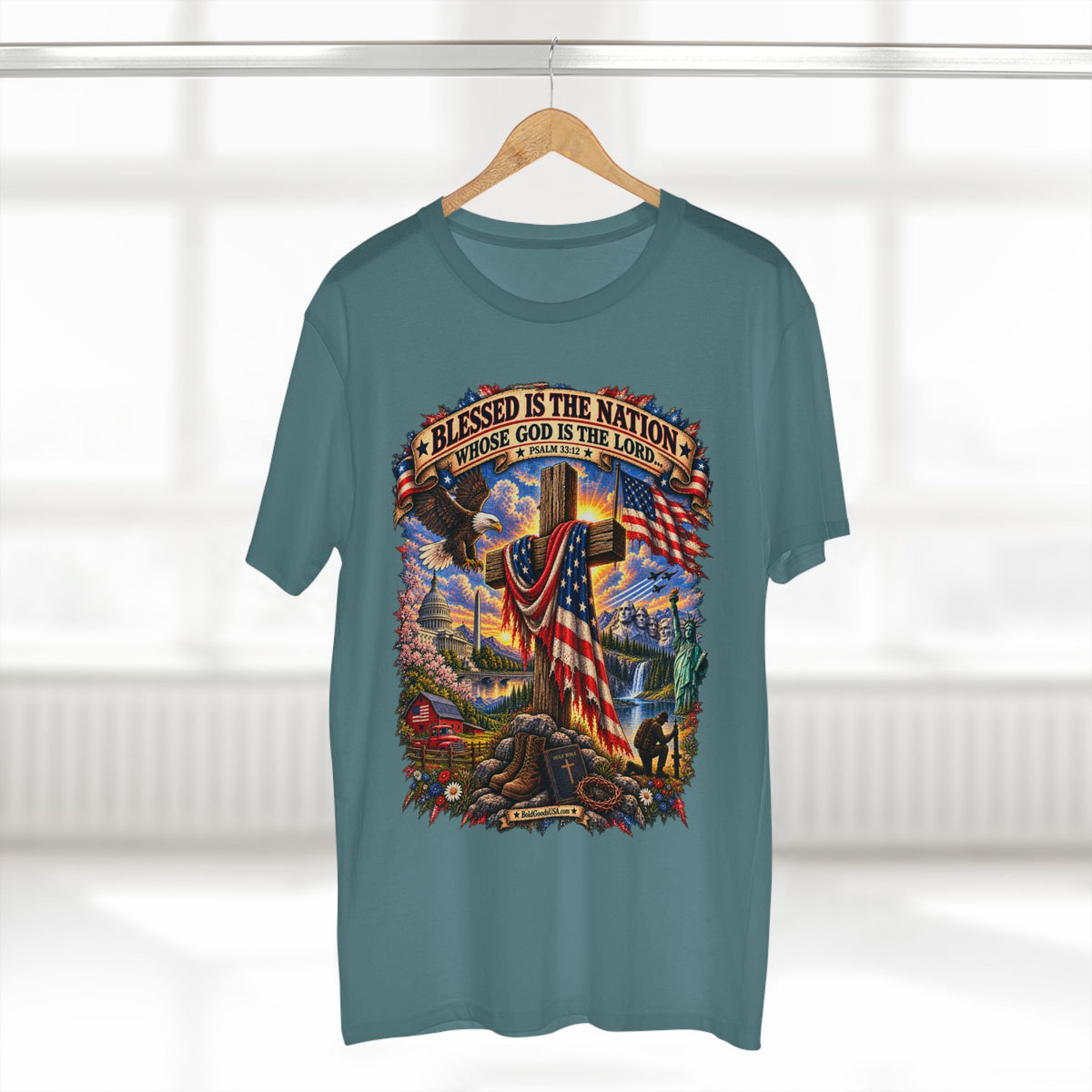 Blessed Is The Nation – Christian Patriotic Graphic T-Shirt | Front Print