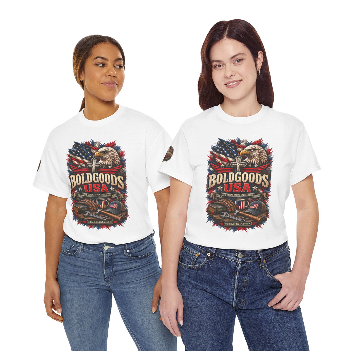 Boldgoods USA Eagle – Patriotic Graphic T-Shirt | Front Print + Sleeve Logo