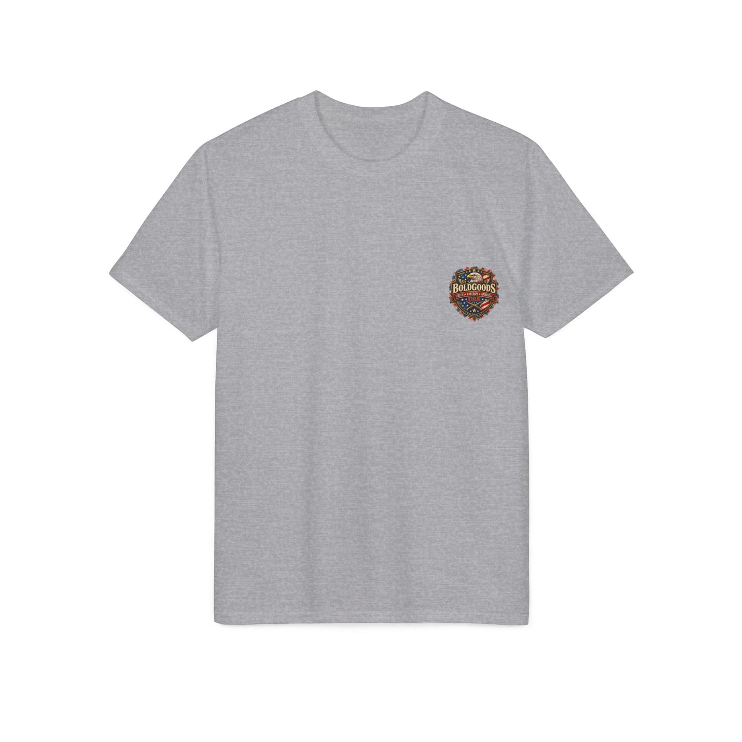 Liberty Survives When Defended – Patriotic Freedom Graphic T-Shirt | Back Print + Sleeve Logo