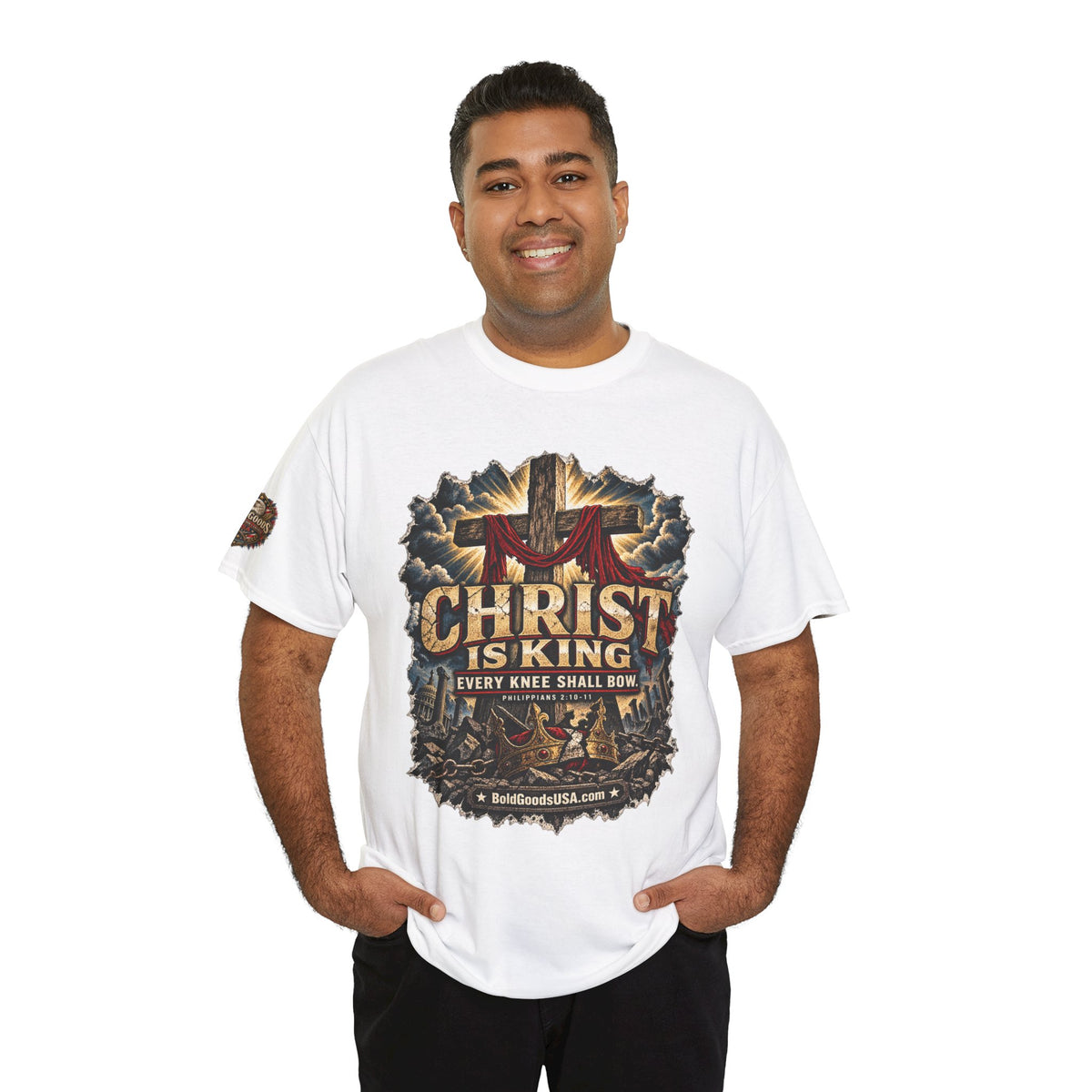 Christ is King –  Graphic T-Shirt | Front Print + Sleeve Logo