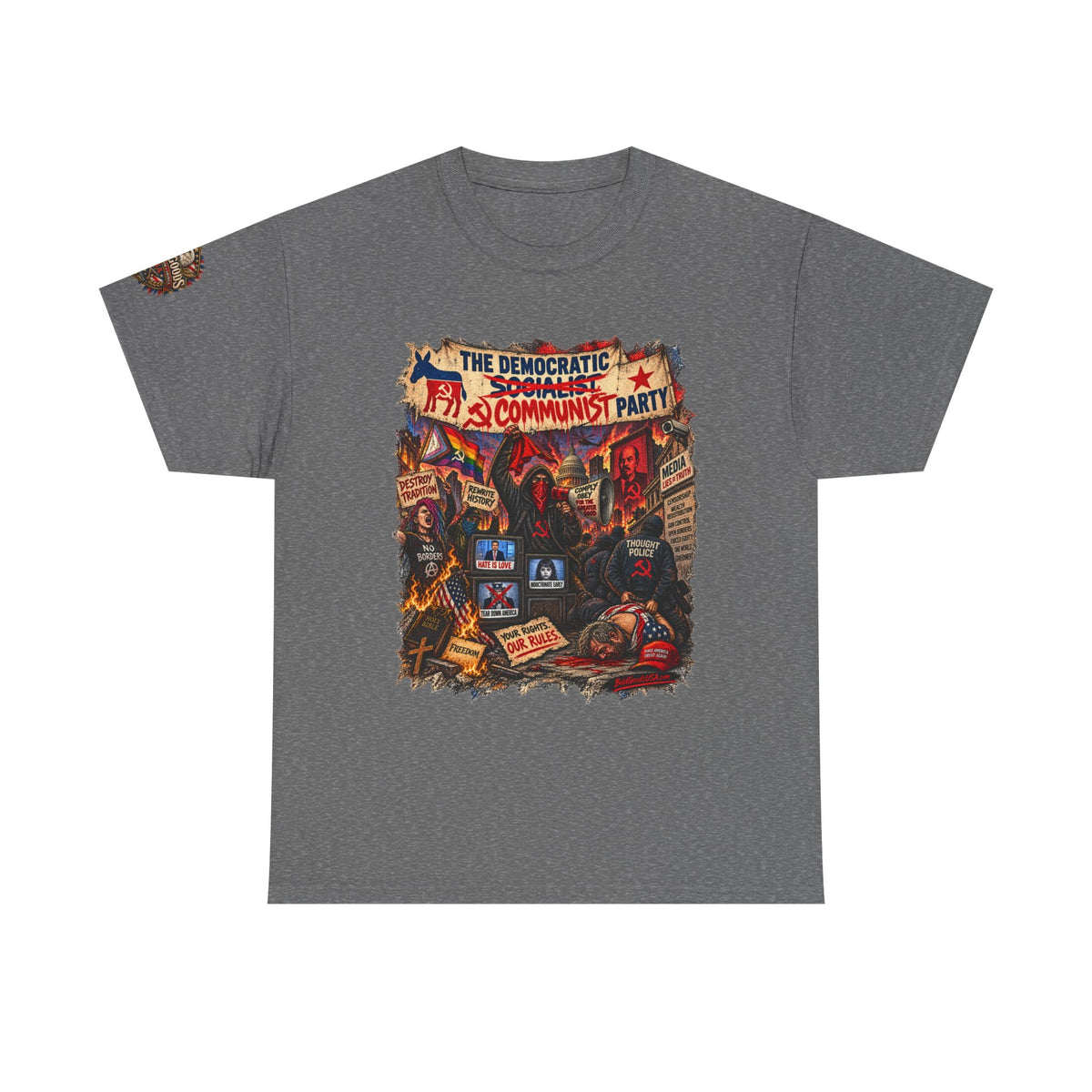 Communist Party - Front Print + Sleeve Logo T-Shirt