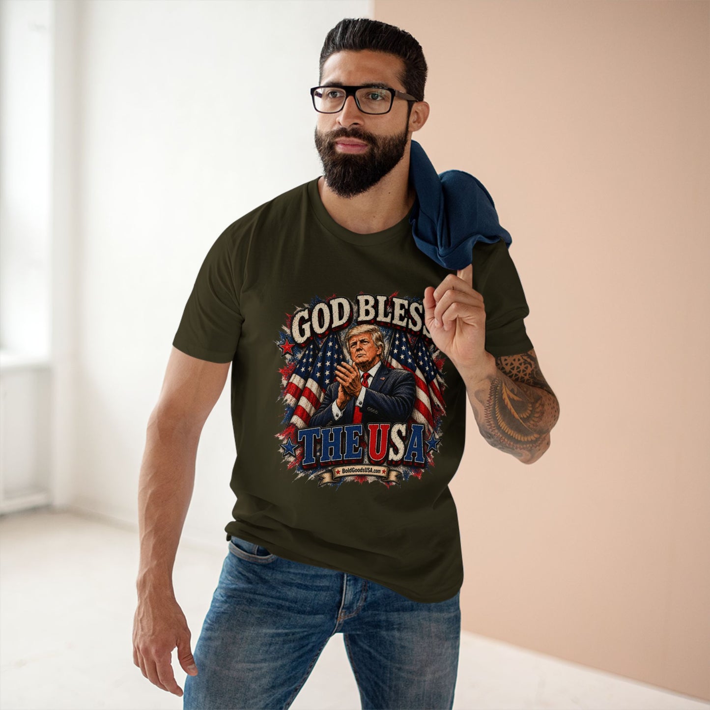 God Bless The USA – Patriotic Graphic T-Shirt | Front Print