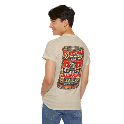 Leftist Talking Point Stew – Political Satire Graphic T-Shirt | Back Print + Chest Logo