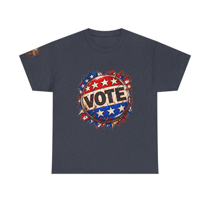 Vote Retro - Patriotic Graphic T-Shirt | Front Print + Sleeve Logo