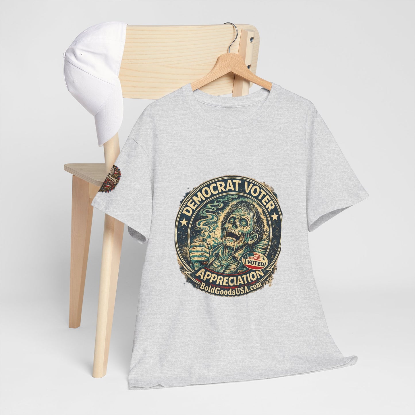 Democrat Voter Appreciation – Political Satire Graphic T-Shirt | Front Print + Sleeve Logo