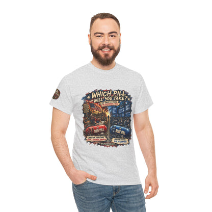 Red or Blue Pill –  Graphic T-Shirt | Front Print + Sleeve Logo