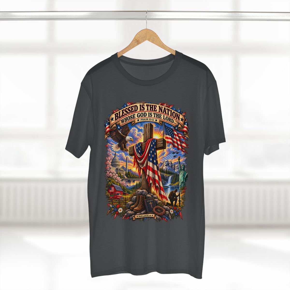 Blessed Is The Nation – Christian Patriotic Graphic T-Shirt | Front Print