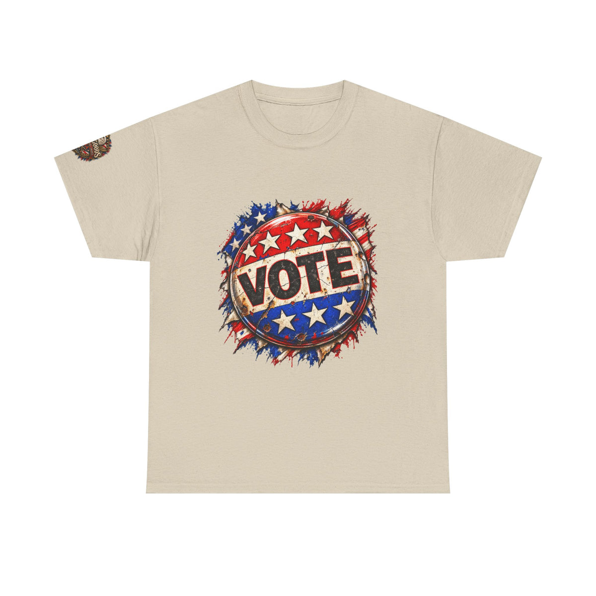 Vote Retro - Patriotic Graphic T-Shirt | Front Print + Sleeve Logo