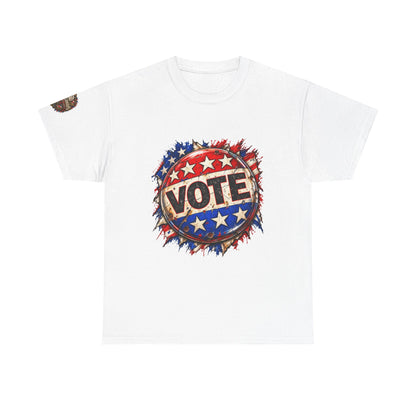 Vote Retro - Patriotic Graphic T-Shirt | Front Print + Sleeve Logo