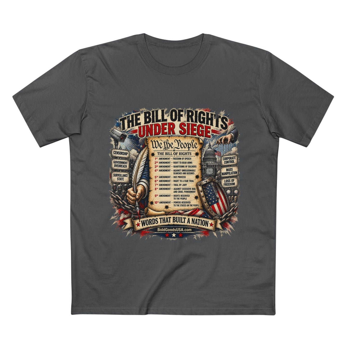 Bill of Rights – American Freedom Graphic T-Shirt | Front Print