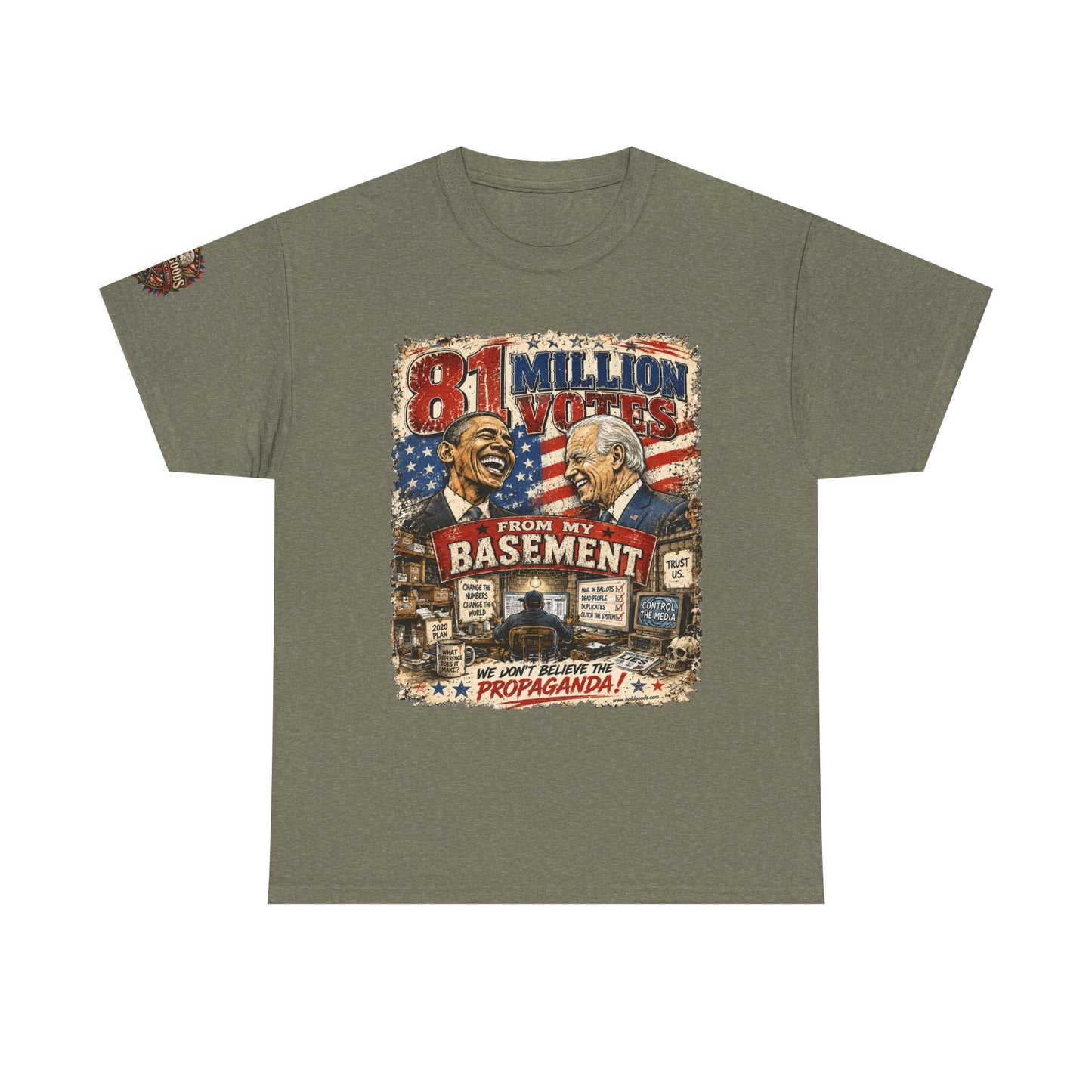 81 Million Votes - Political Satire Graphic T-Shirt | Front Print + Sleeve Logo