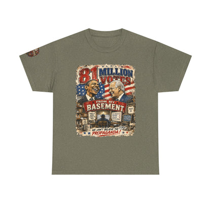 81 Million Votes - Political Satire Graphic T-Shirt | Front Print + Sleeve Logo