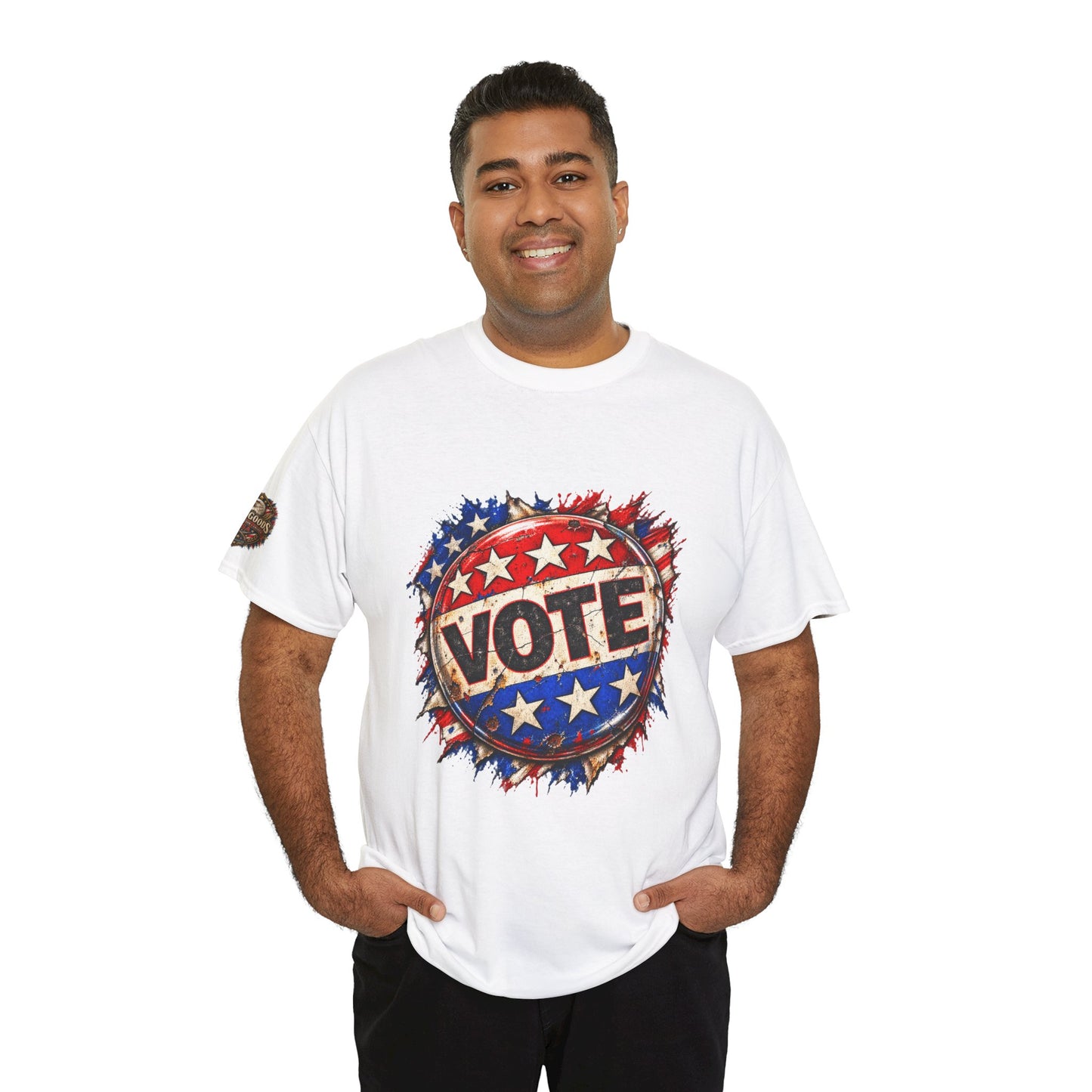 Vote Retro - Patriotic Graphic T-Shirt | Front Print + Sleeve Logo