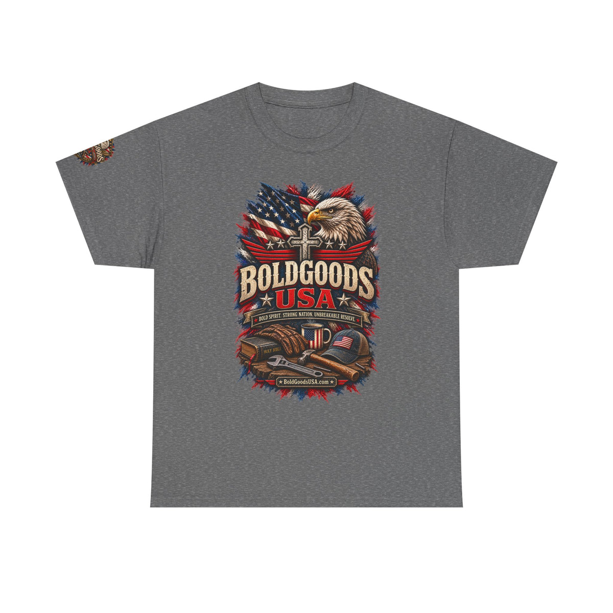 Boldgoods USA Eagle – Patriotic Graphic T-Shirt | Front Print + Sleeve Logo