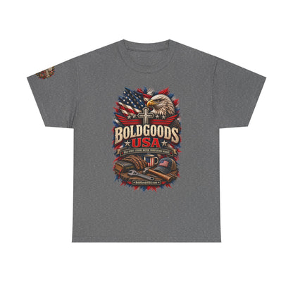 Boldgoods USA Eagle – Patriotic Graphic T-Shirt | Front Print + Sleeve Logo
