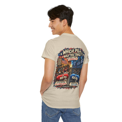 Blue or Red Pill - Graphic T-Shirt | Back Print + Sleeve Logo