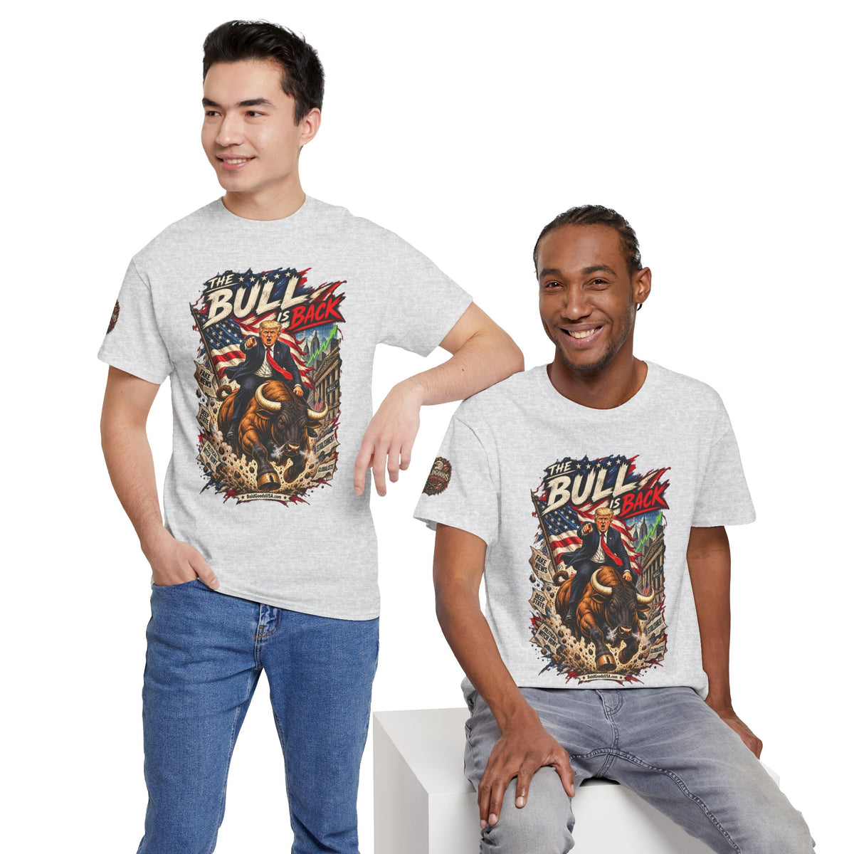 The Bull Is Back – Patriotic Graphic T-Shirt | Front Print + Sleeve Logo
