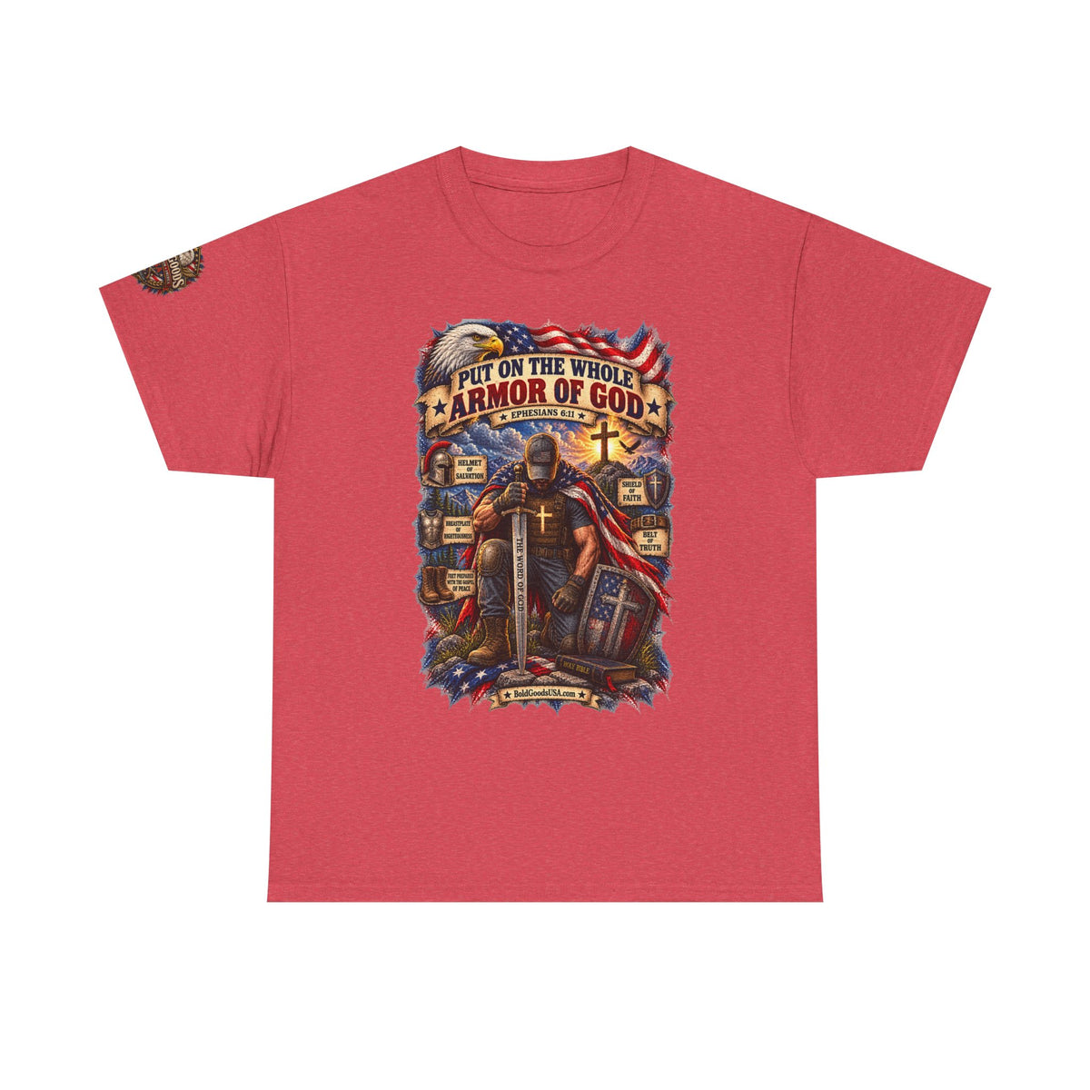Armor of God – Christian Patriotic Graphic T-Shirt | Front Print + Sleeve Logo