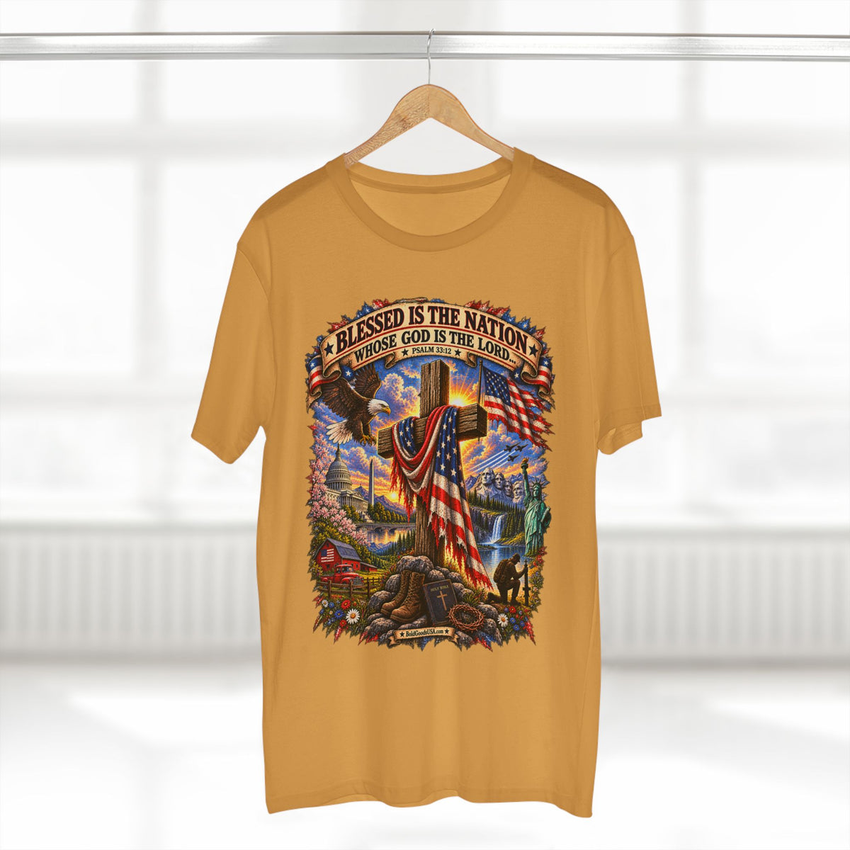Blessed Is The Nation – Christian Patriotic Graphic T-Shirt | Front Print