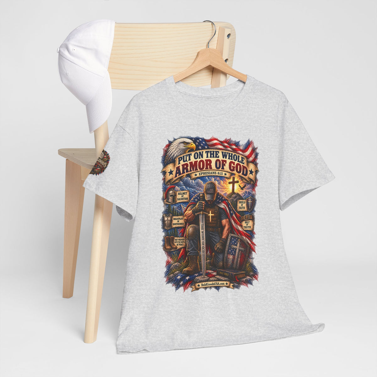 Armor of God – Christian Patriotic Graphic T-Shirt | Front Print + Sleeve Logo