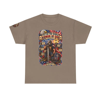 Armor of God – Christian Patriotic Graphic T-Shirt | Front Print + Sleeve Logo