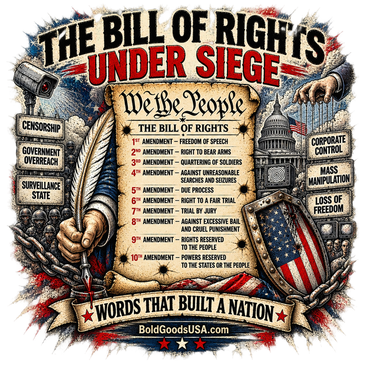 Bill of Rights - Political T-Shirt | Front Print