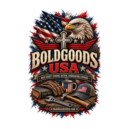 Boldgoods USA Eagle – Patriotic Graphic T-Shirt | Front Print + Sleeve Logo