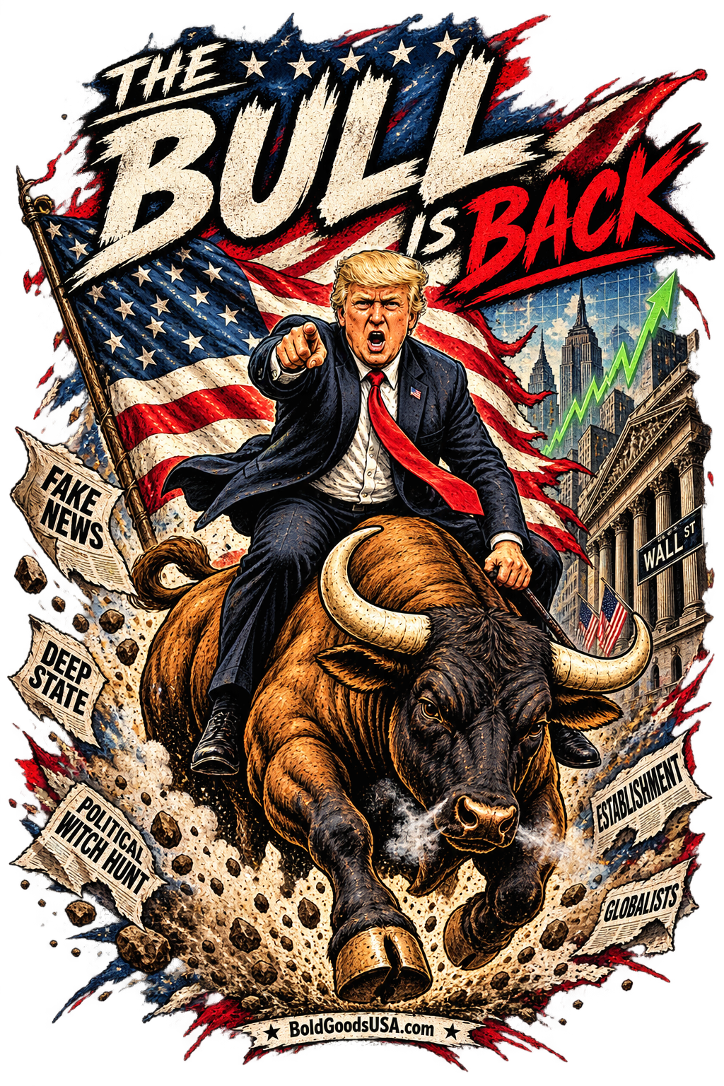 The Bull Is Back – Patriotic Graphic T-Shirt | Front Print + Sleeve Logo
