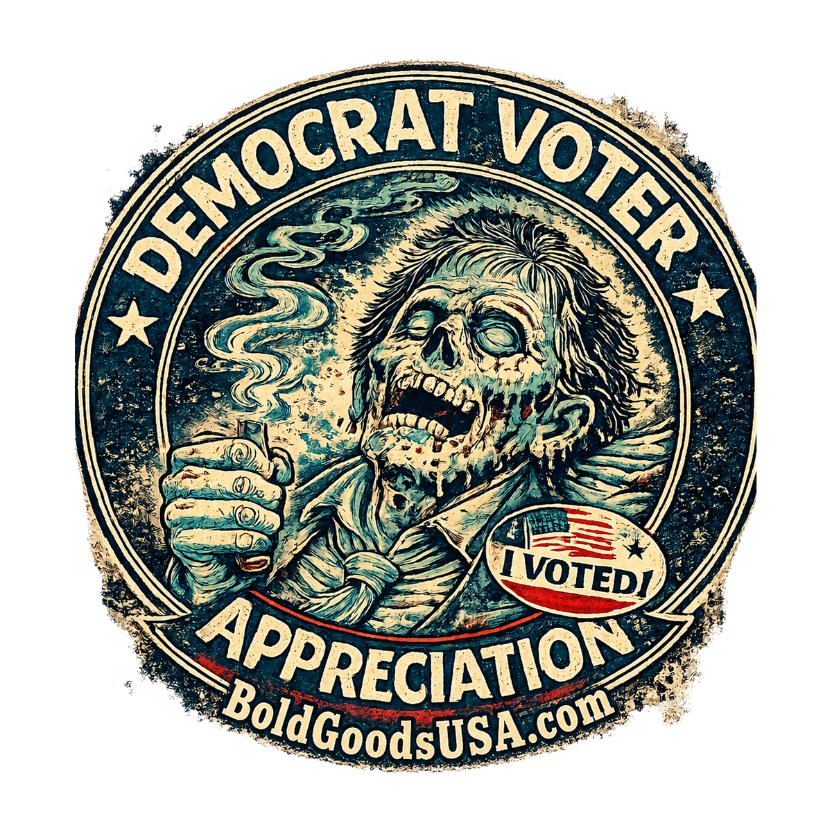 Democrat Voter Appreciation – Political Satire Graphic T-Shirt | Front Print + Sleeve Logo