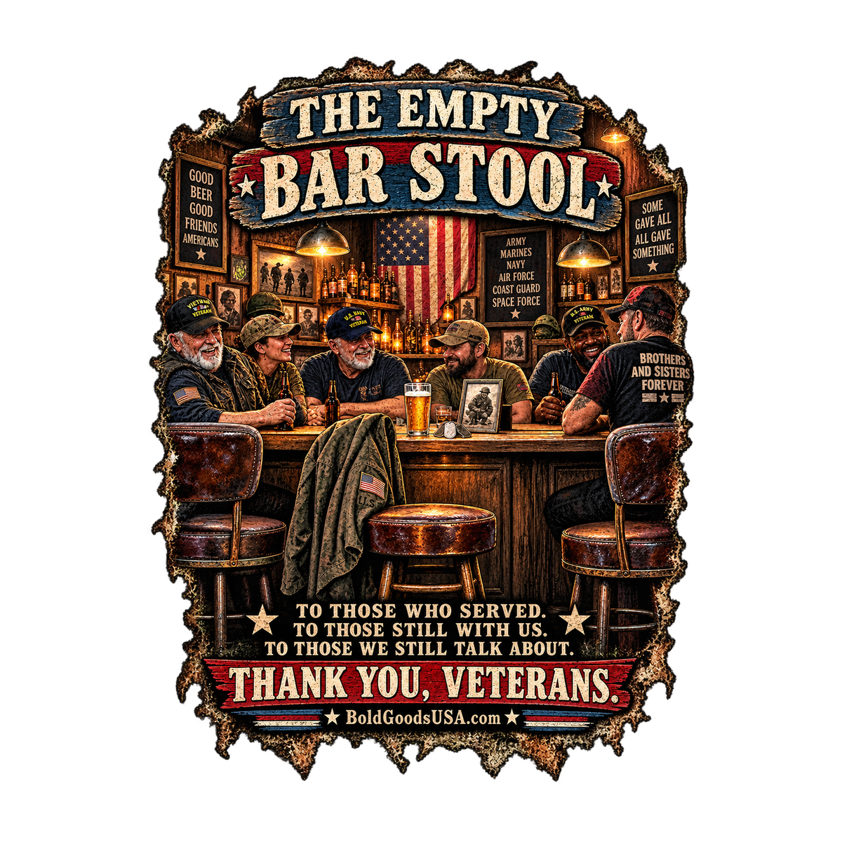 The Empty Bar Stool Veterans Tribute - Graphic  11 oz / 15 oz Mug