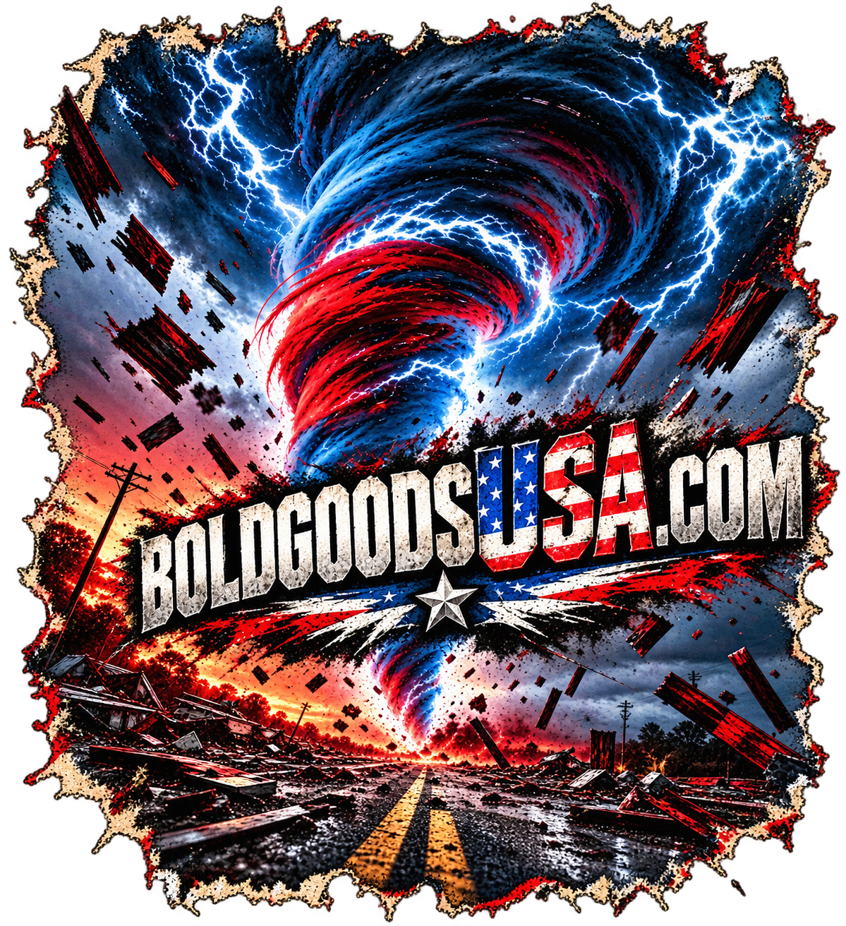 BoldGoodsUSA Twister– Patriotic T-Shirt | Back Print + Chest Logo