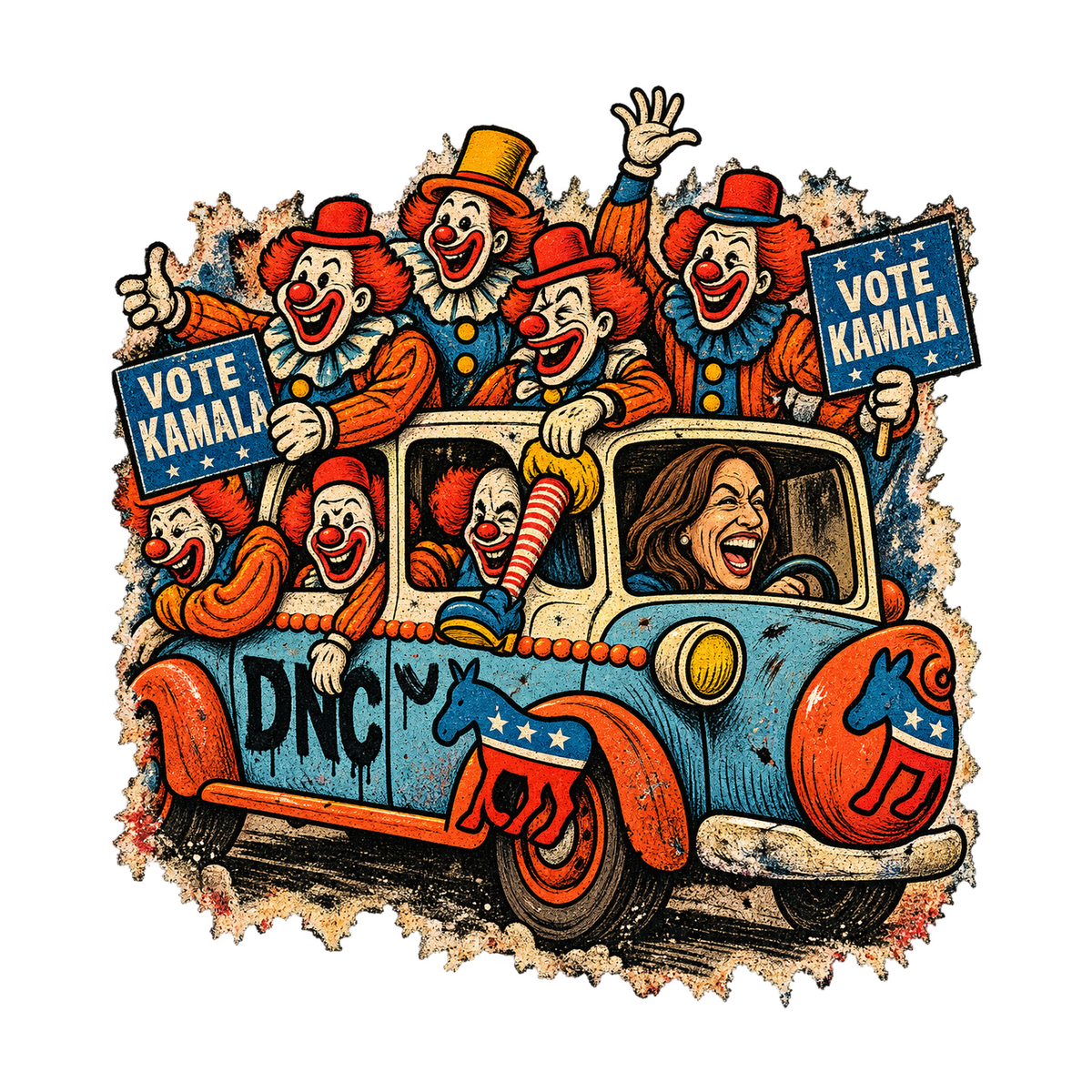 Vote Kamala – Political Satire Graphic T-Shirt | Back Print + Chest Logo