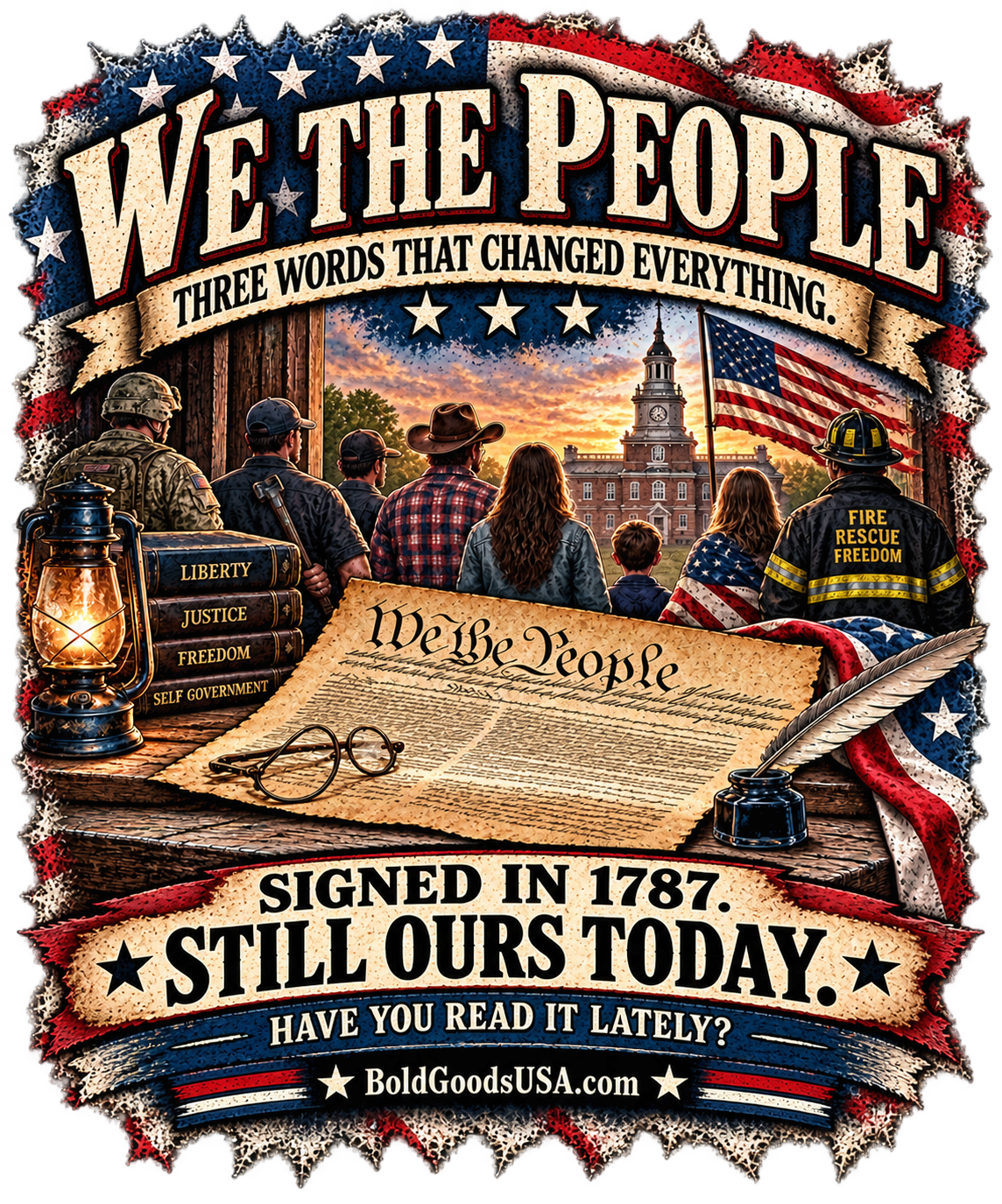 We the People – Patriotic T-Shirt | Back Print + Chest Logo