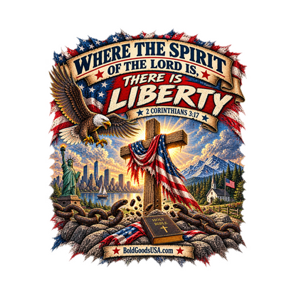 Where the Spirit of the Lord Is, There Is Liberty – Christian Patriotic V-neck  T-Shirt